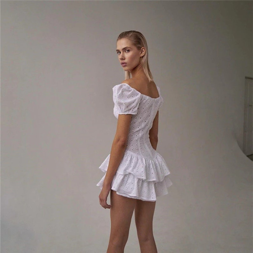 Aesthetic A-Line Pleated Mini Dress W/ Puffy Sleeves Y2K - Streetwear